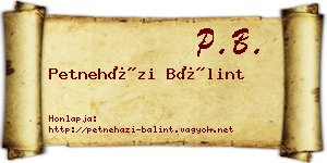 Petneházi Bálint névjegykártya
