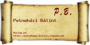 Petneházi Bálint névjegykártya